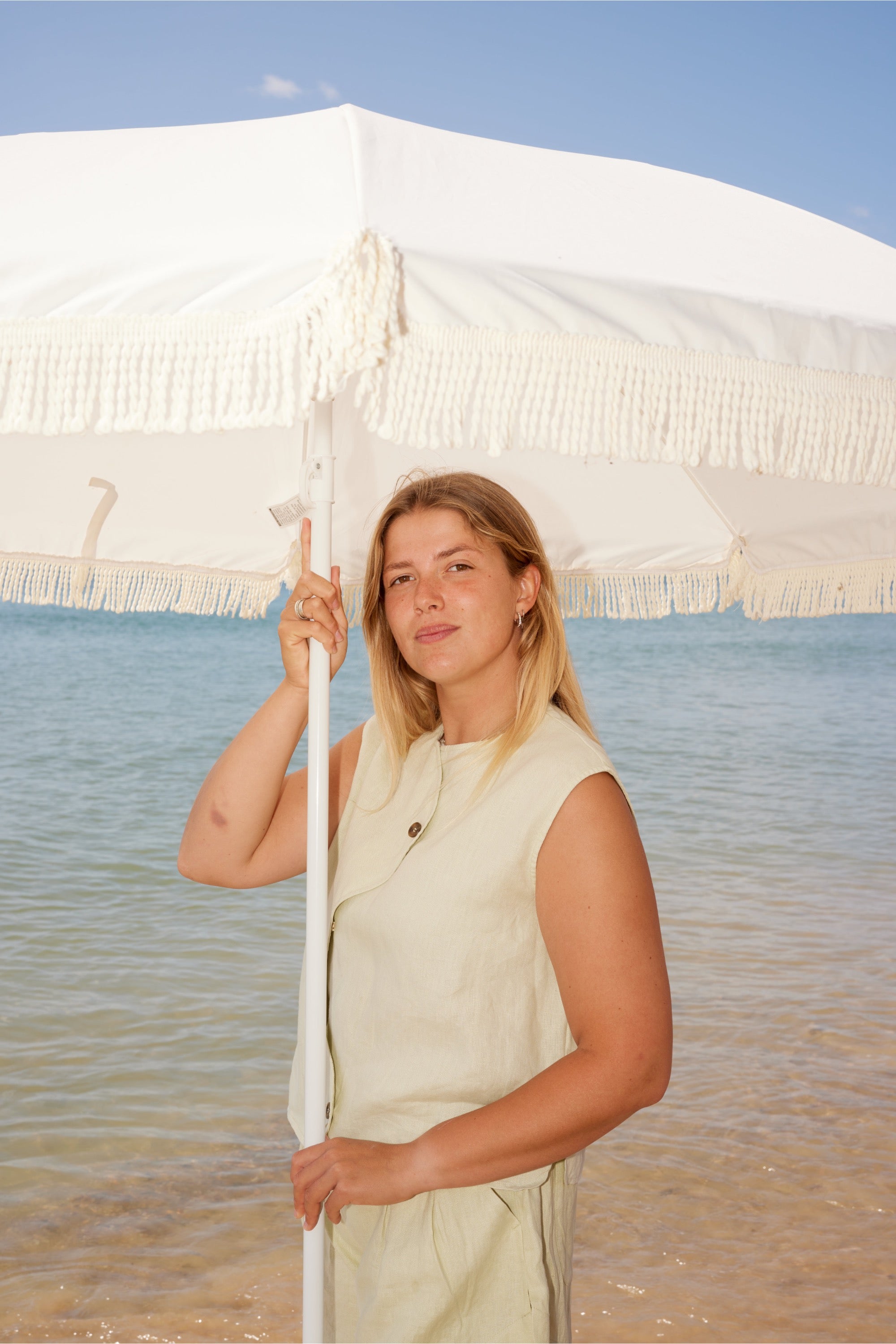 Wave Line Waistcoat - Matcha Green