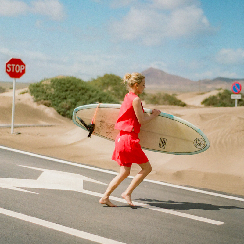 The Chapel Waistcoat - Tomato Red