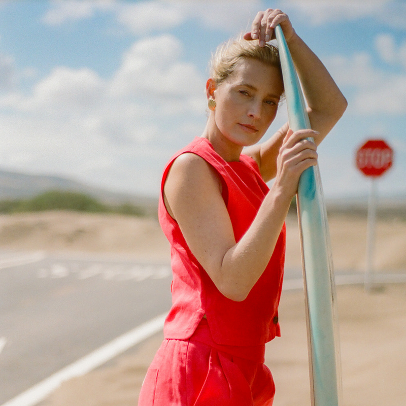 The Chapel Waistcoat - Tomato Red