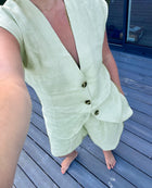 Longline Waistcoat - Matcha Green