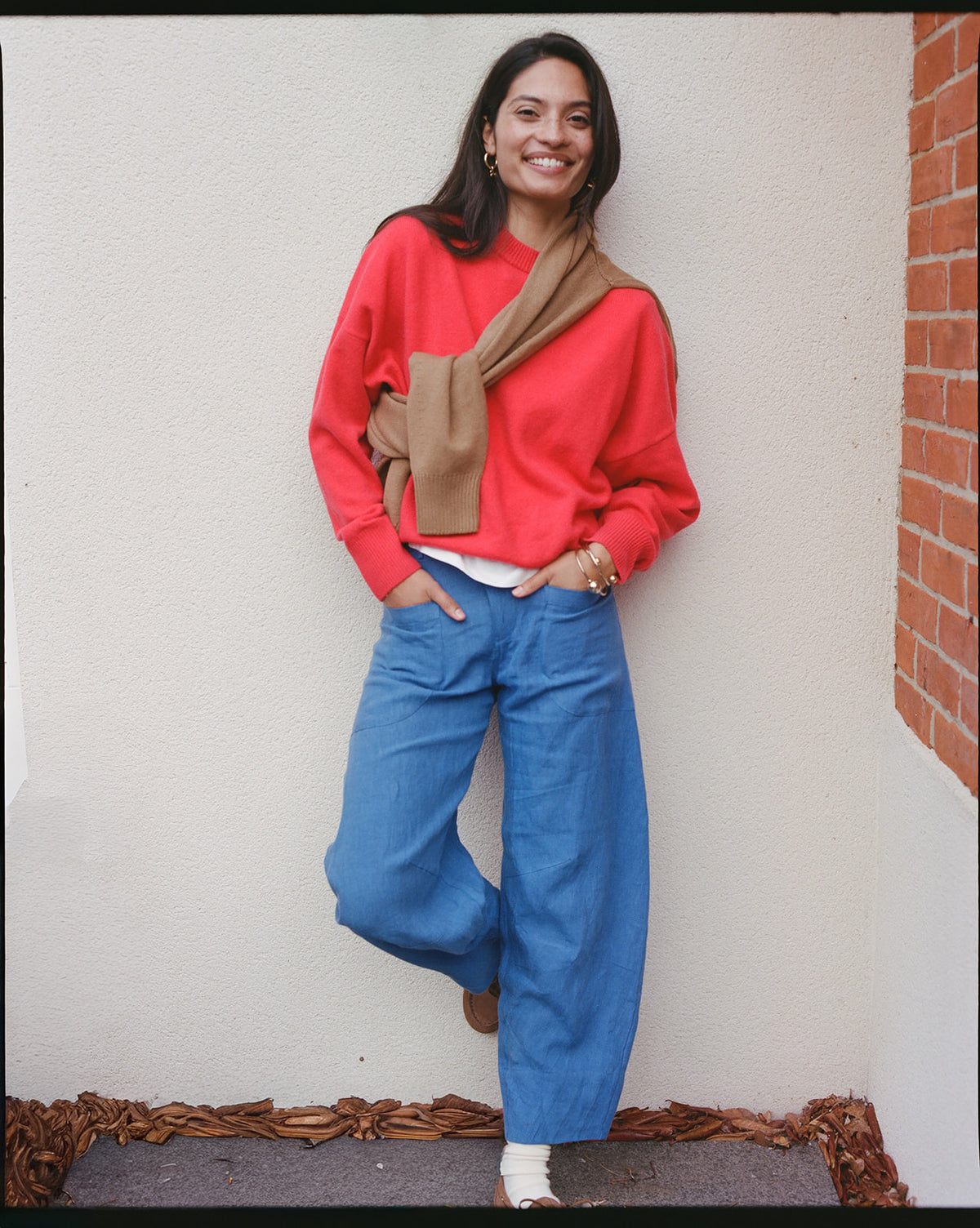 The Cilan Trouser | High-Waisted Barrel-Leg Linen Trousers | Signal Blue