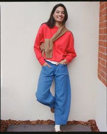 The Cilan Trouser | High-Waisted Barrel-Leg Linen Trousers | Signal Blue
