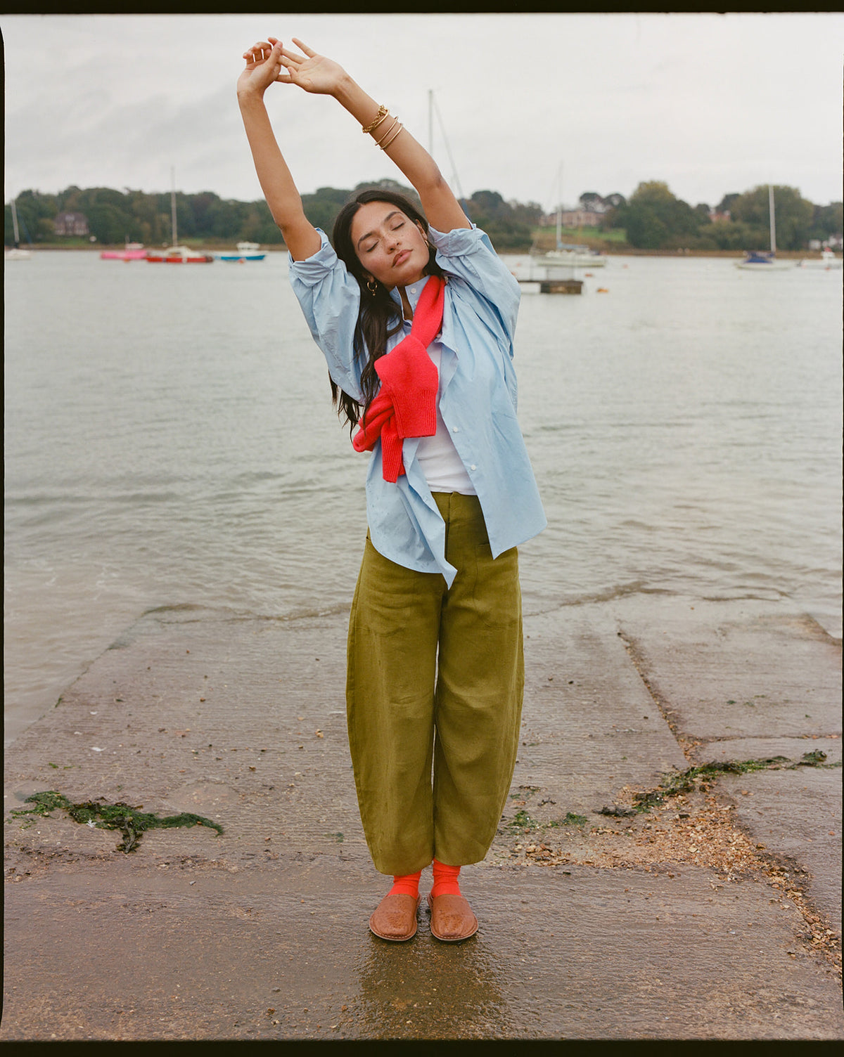 The Cilan Trouser | High-Waisted Barrel-Leg Linen Trousers | Starboard Green