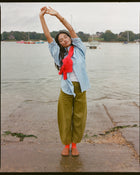 The Cilan Trouser | High-Waisted Barrel-Leg Linen Trousers | Starboard Green