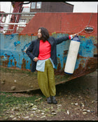 The Cilan Trouser | High-Waisted Barrel-Leg Linen Trousers | Starboard Green