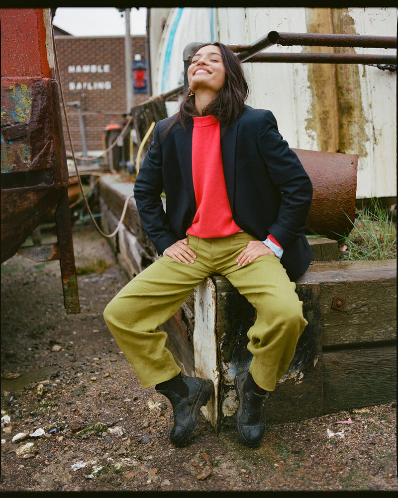 The Cilan Trouser | High-Waisted Barrel-Leg Linen Trousers | Starboard Green