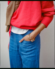 The Cilan Trouser | High-Waisted Barrel-Leg Linen Trousers | Signal Blue