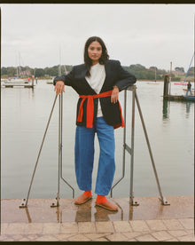 The Cilan Trouser | High-Waisted Barrel-Leg Linen Trousers | Signal Blue