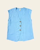 Longline Waistcoat - Cornflower Blue