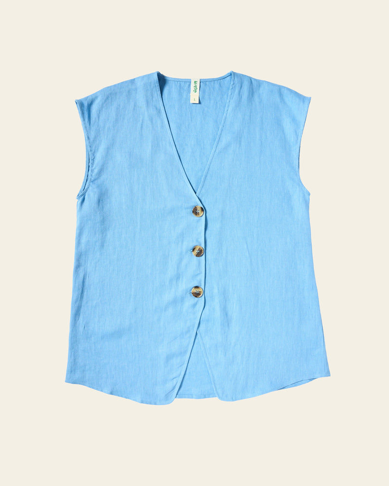 Longline Waistcoat - Cornflower Blue