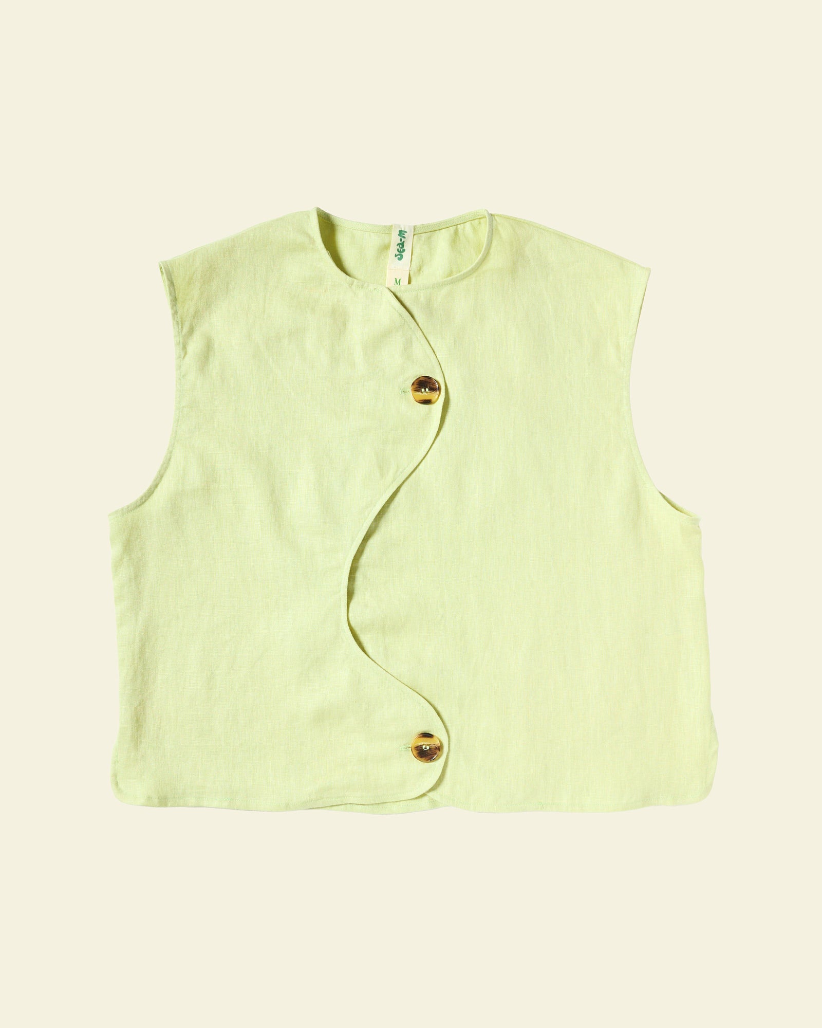 Wave Line Waistcoat - Matcha Green