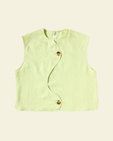 Wave Line Waistcoat - Matcha Green