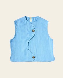Wave Line Waistcoat - Cornflower Blue
