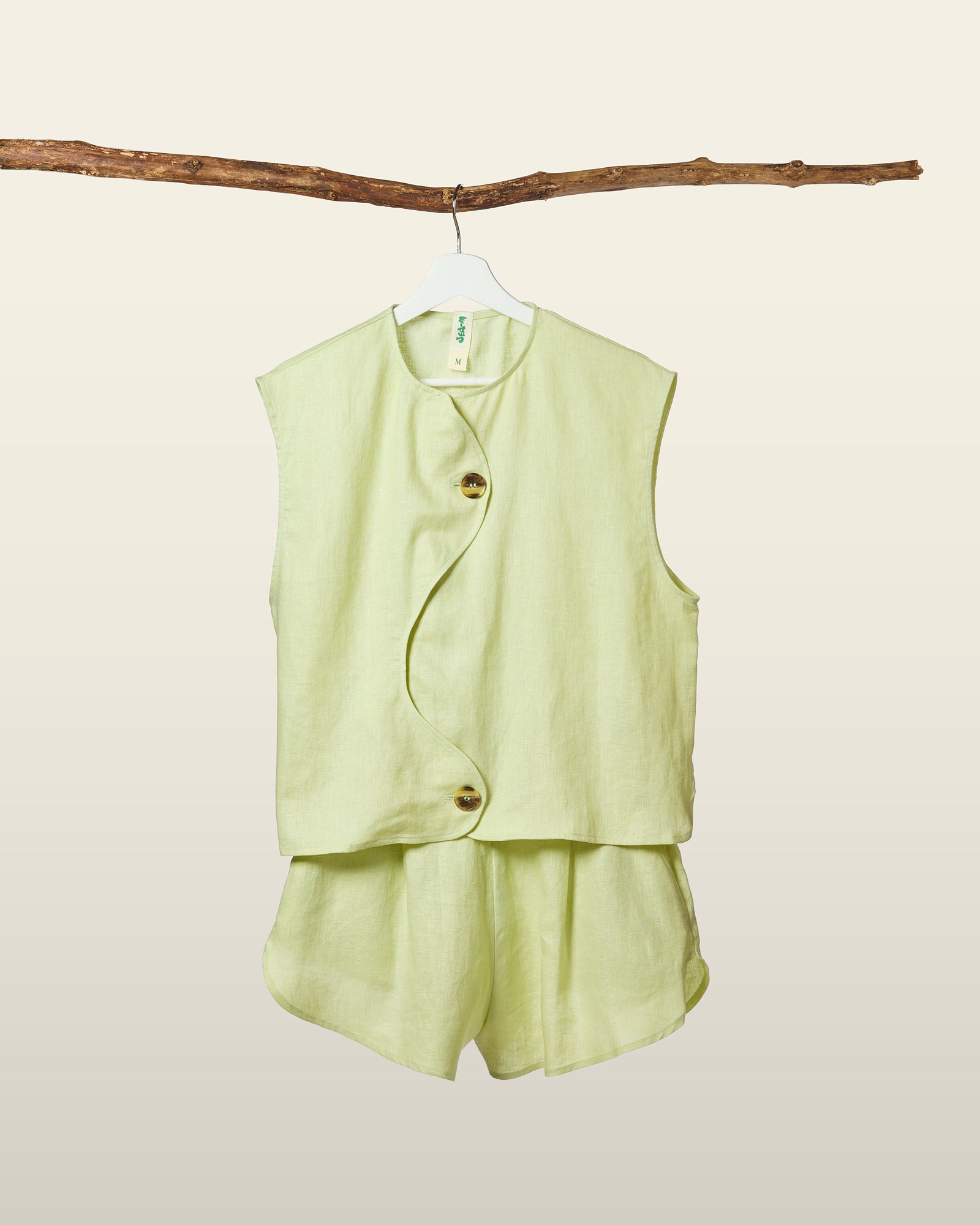 Wave Line Waistcoat - Matcha Green