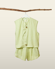 Wave Line Waistcoat - Matcha Green