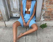 Wave Line Waistcoat - Cornflower Blue